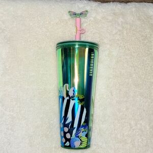 Starbucks Multicolor Butterfly WingsTumbler with Butterfly Straw Topper